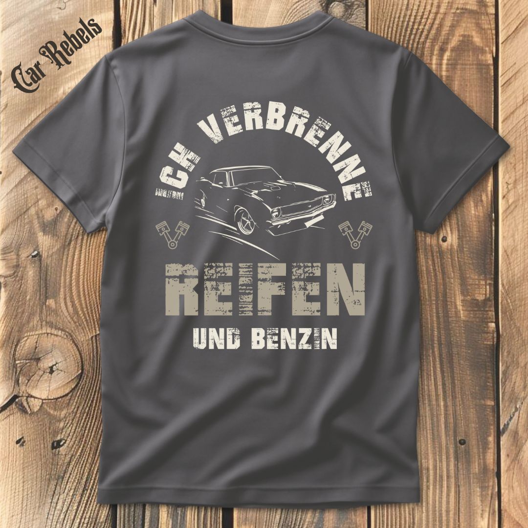 Reifen und Benzin T-Shirt Backprint - Car Rebels