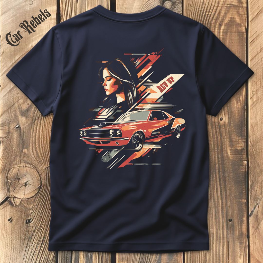 Rev Up Retro T-Shirt Backprint - Car Rebels