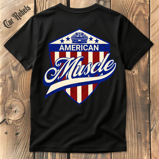 American Muscle Emblem T-Shirt Backprint - Car Rebels