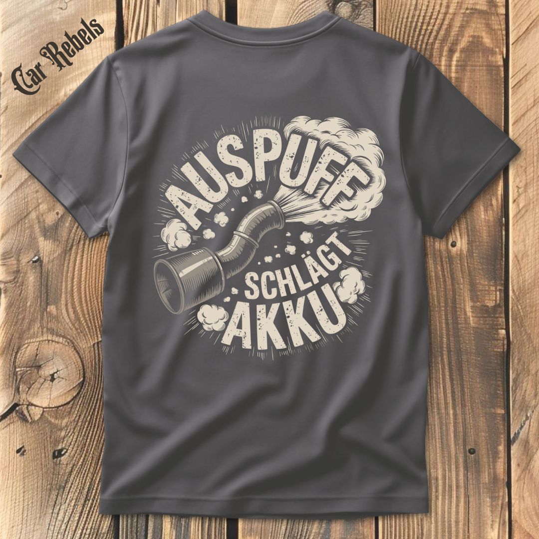 Auspuff schlägt Akku T-Shirt Backprint - Car Rebels