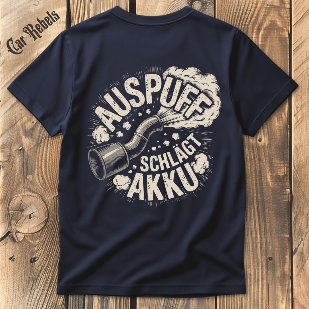 Auspuff schlägt Akku T-Shirt Backprint - Car Rebels
