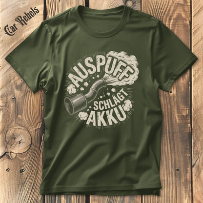 Auspuff schlägt Akku | Unisex T-Shirt - Car Rebels