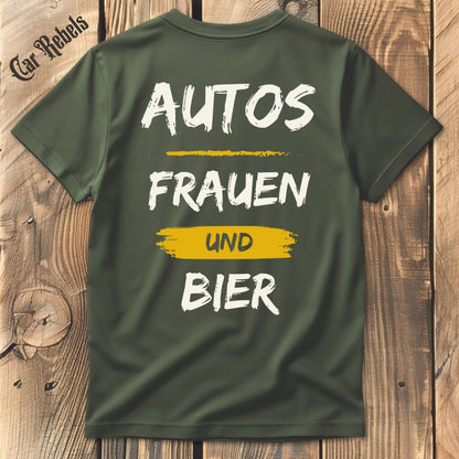 Autos Frauen und Bier T-Shirt Backprint - Car Rebels