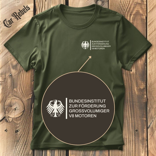 Bundesinstitut V8 T-Shirt Brustdruck - Car Rebels