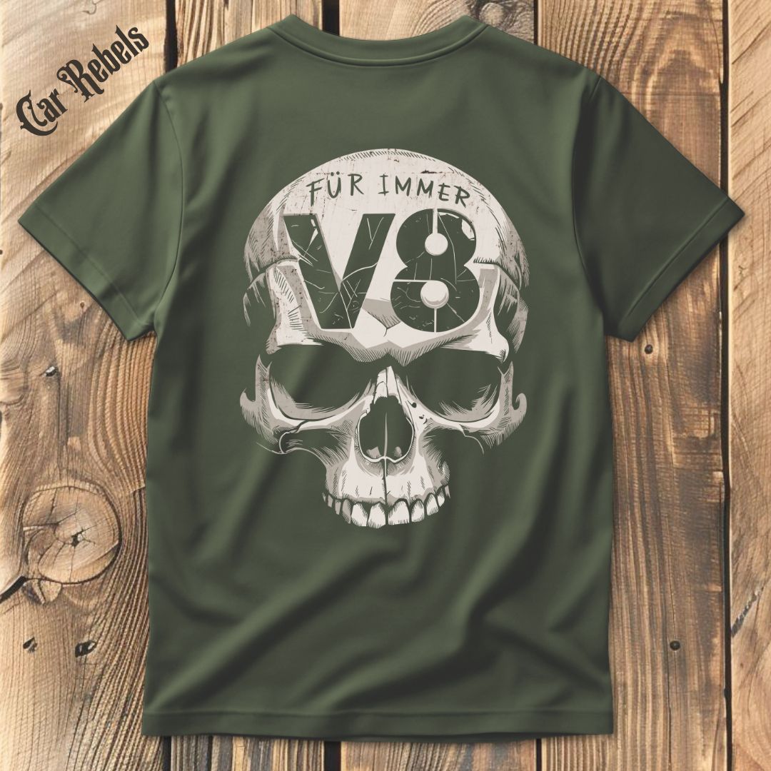 Für immer V8 T-Shirt Backprint - Car Rebels
