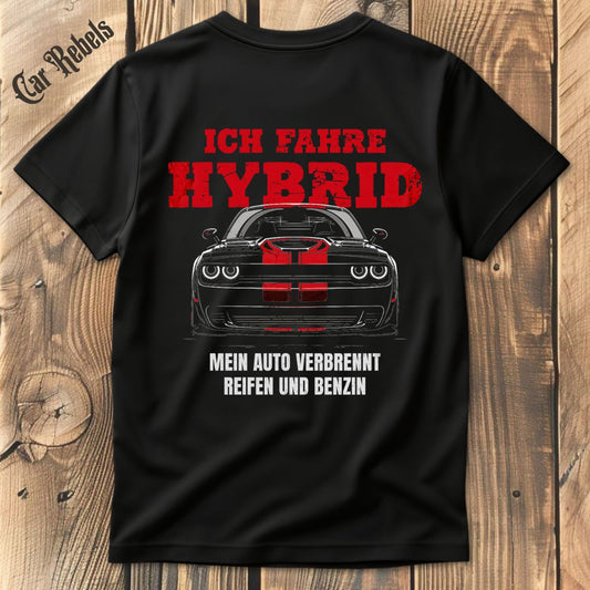 Ich fahre Hybrid - SRT Red T-Shirt Backprint - Car Rebels
