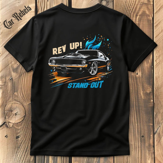 Rev Up Hot T-Shirt Backprint - Car Rebels