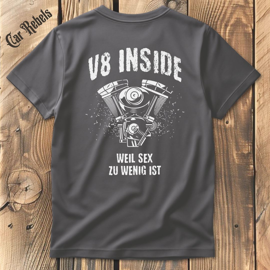 V8 Inside T-Shirt Backprint - Car Rebels