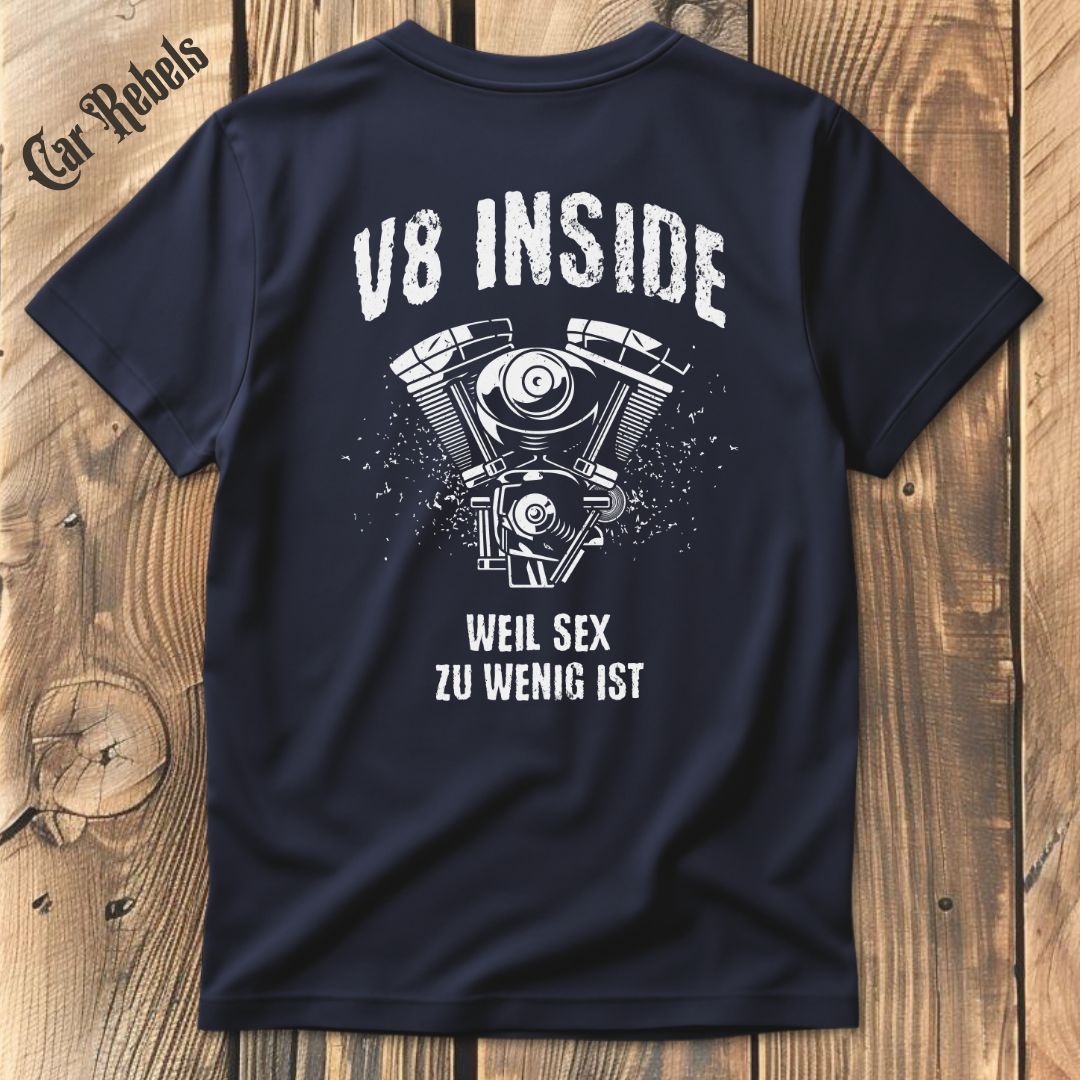 V8 Inside T-Shirt Backprint - Car Rebels
