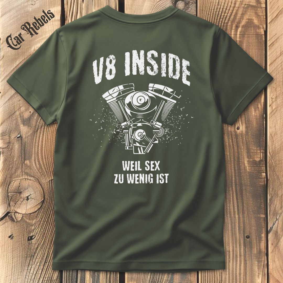 V8 Inside T-Shirt Backprint - Car Rebels