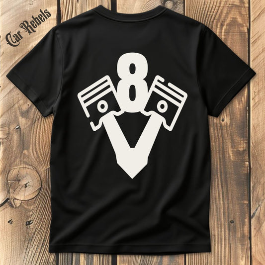 V8 T-Shirt Backprint - Car Rebels