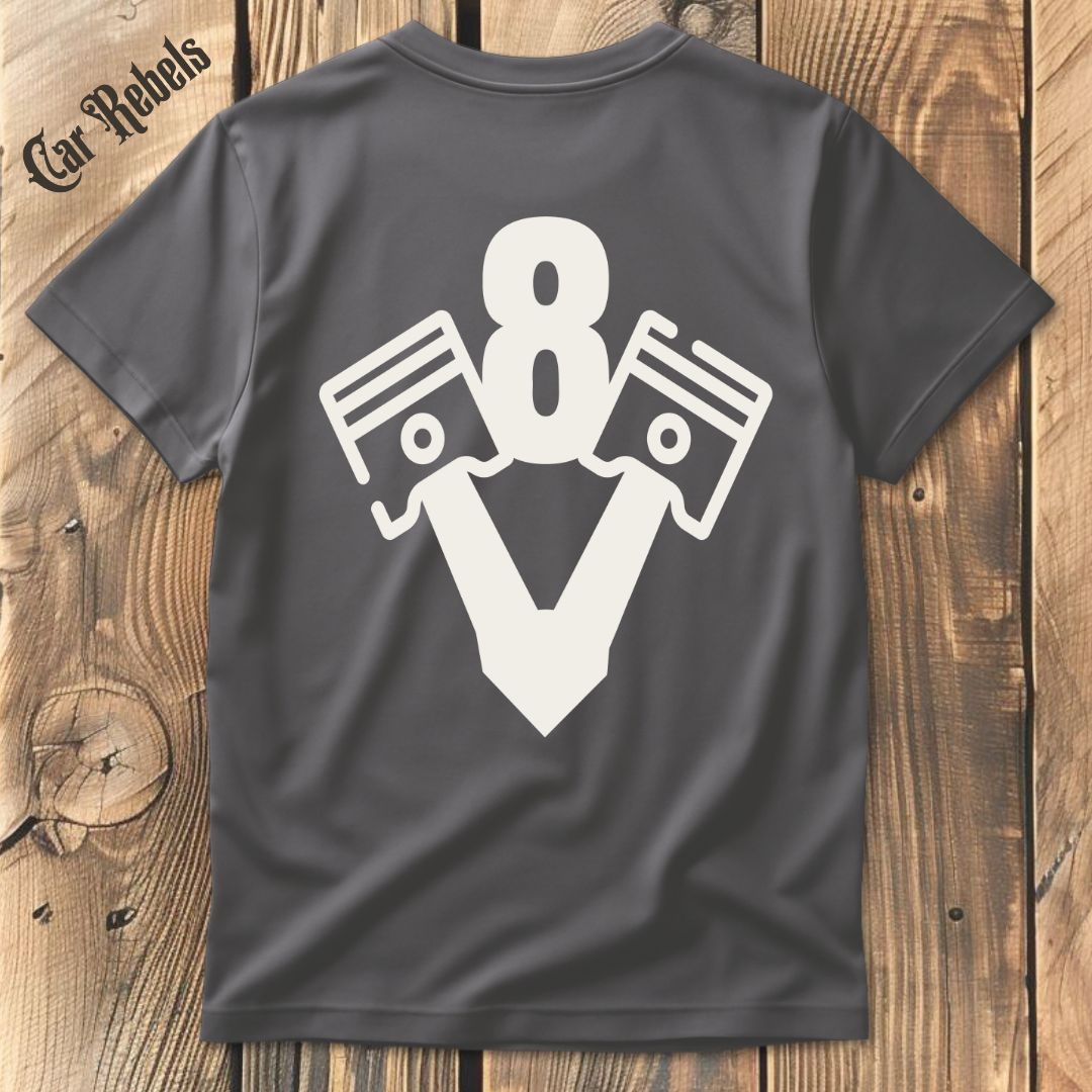 V8 T-Shirt Backprint - Car Rebels