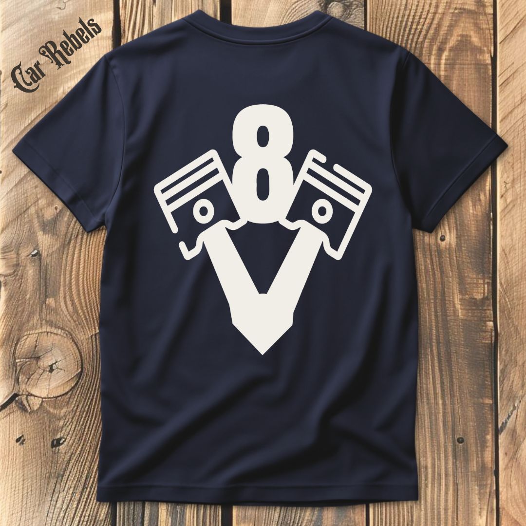 V8 T-Shirt Backprint - Car Rebels