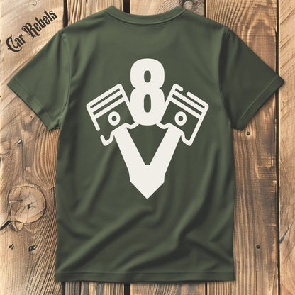 V8 T-Shirt Backprint - Car Rebels