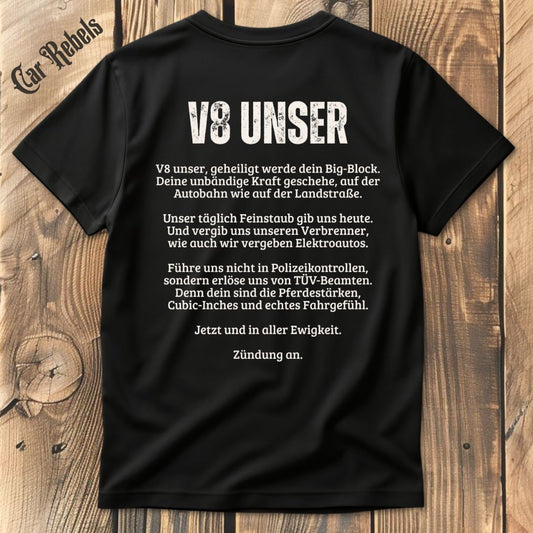 V8 Unser T-Shirt Backprint - Car Rebels