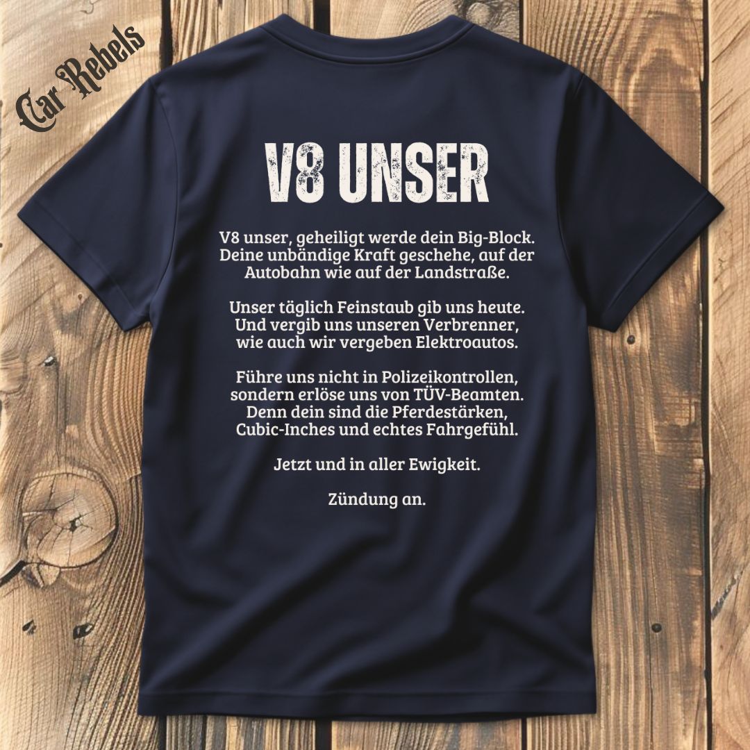 V8 Unser T-Shirt Backprint - Car Rebels