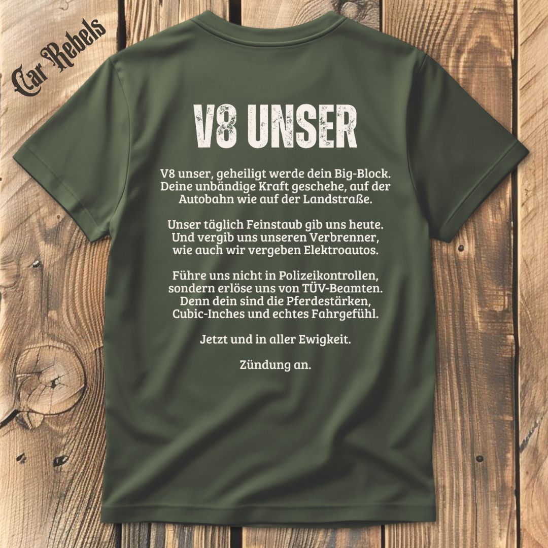 V8 Unser T-Shirt Backprint - Car Rebels