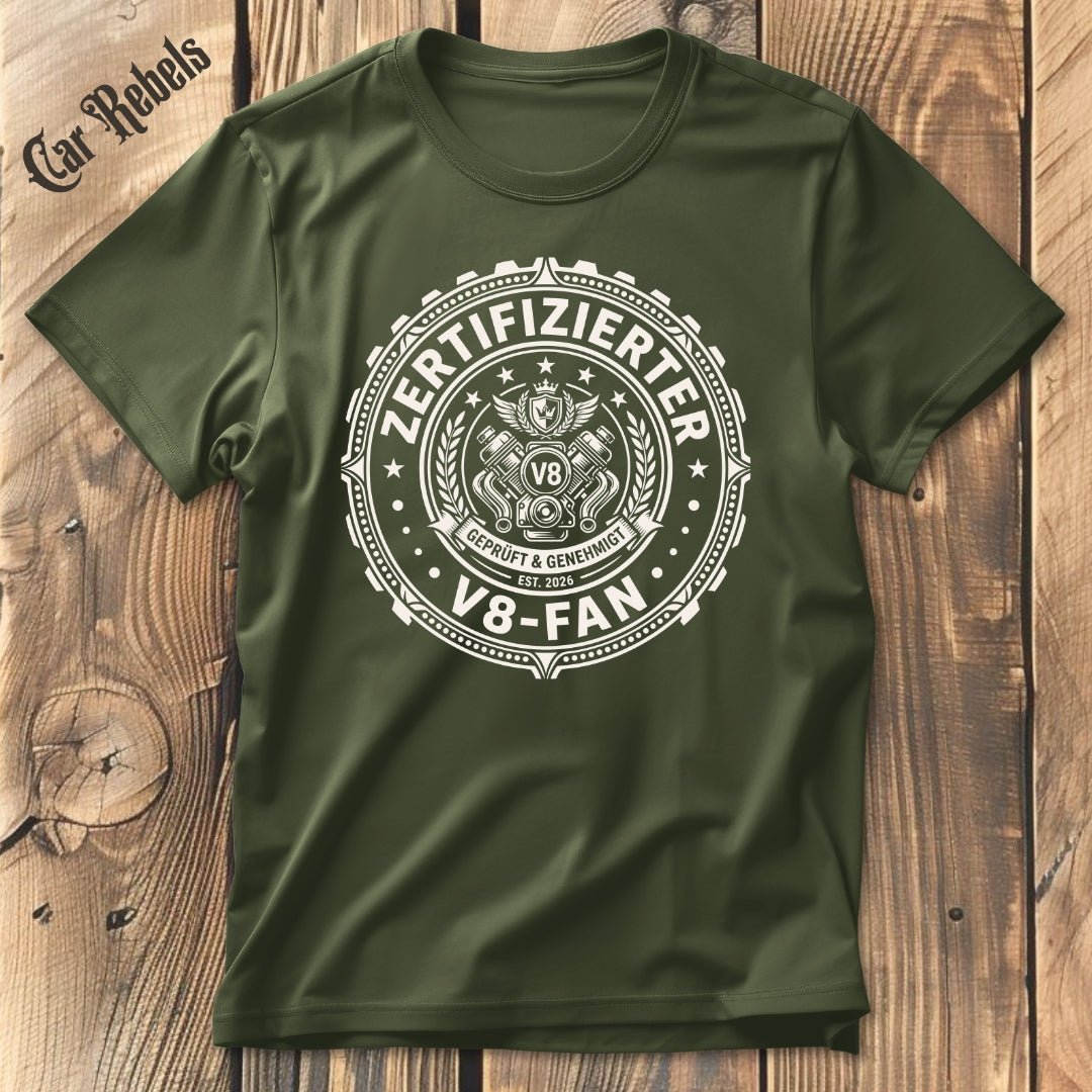 Zertifizierter V8 Fan T-Shirt - Car Rebels
